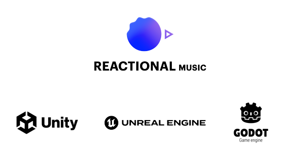 reactional-unity-unreal-engine-godot Reactional, Unity, Unreal engine and Godot logos
